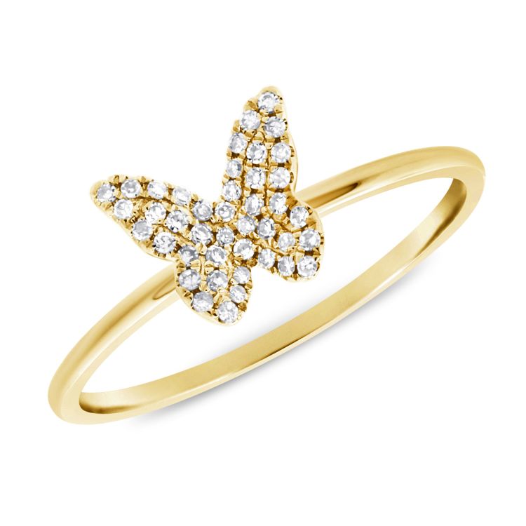14k Yellow Gold Diamond Butterfly Ring-Maurice's Jewelers-Yellow Gold-
