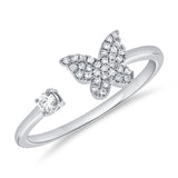 14K Yellow Diamond Open Cuff Butterfly Ring-Rings-Maurice's Jewelers-White Gold-
