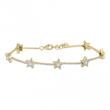 14K Yellow Gold Diamond Star Bracelet