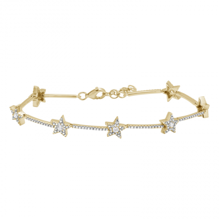 14K Yellow Gold Diamond Star Bracelet-Bracelets-superbell-