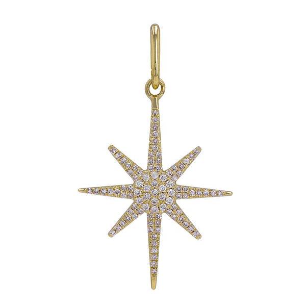 14K Yellow Gold Diamond North Star Charm