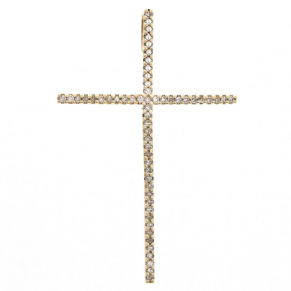 14K Yellow Gold Diamond Large Cross Necklace-Necklaces-lau international-
