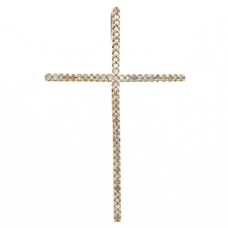 14K Yellow Gold Diamond Large Cross Necklace-Necklaces-lau international-