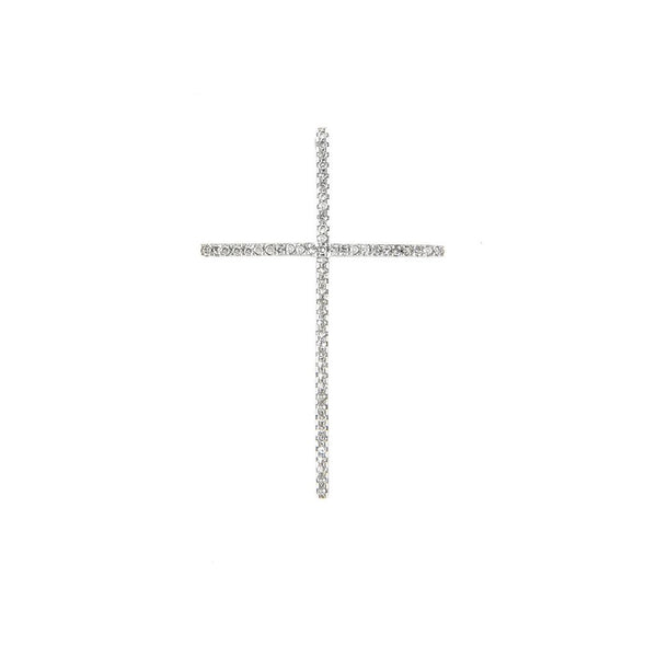 14K White Gold Large Diamond Cross Pendant-Charms & Pendants-Maurice's Jewelers -
