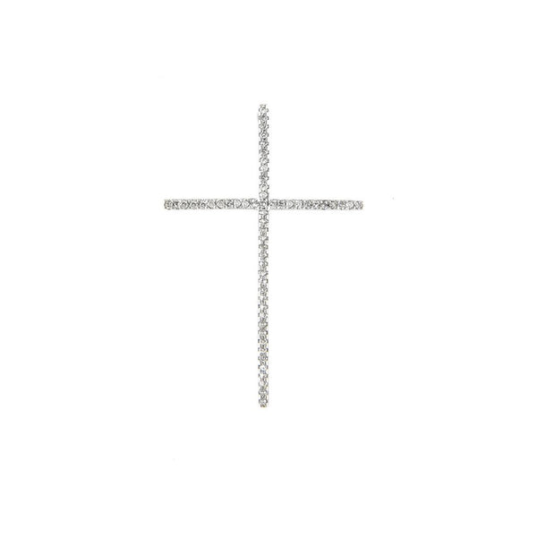 14K White Gold Large Diamond Cross Pendant