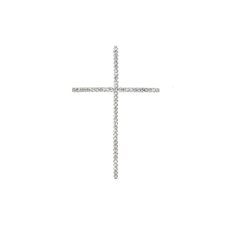 14K White Gold Large Diamond Cross Pendant-Charms & Pendants-Maurice's Jewelers -