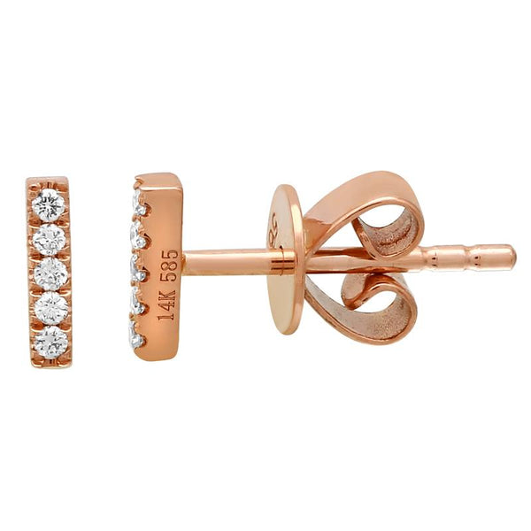 14K Yellow Gold Mini Diamond Bar Ear Crawlers-EARRINGS-superbell-Rose Gold-