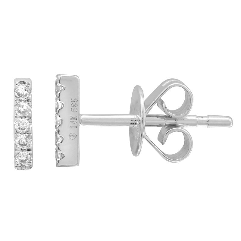 14K Yellow Gold Mini Diamond Bar Ear Crawlers-EARRINGS-superbell-White Gold-