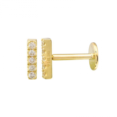 14K Yellow Gold Bar Diamond Flat Back Earrings-EARRINGS-Maurice's Jewelers-