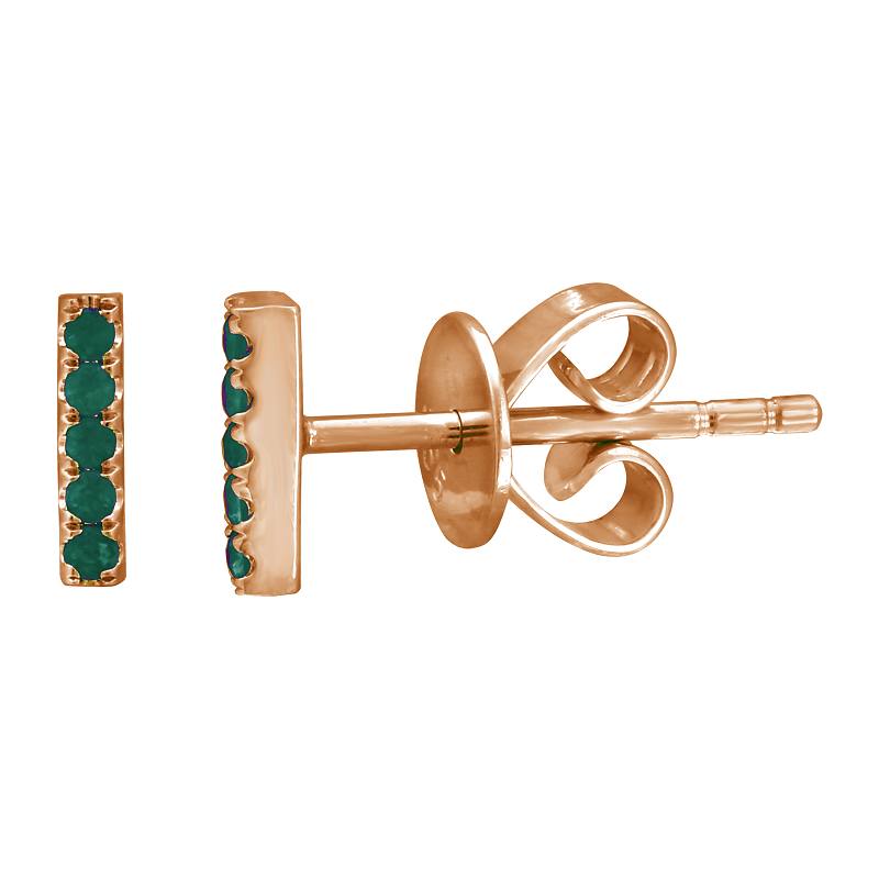 14K Yellow Gold Mini Gemstone Ear Crawler-EARRINGS-superbell-Rose Gold Emerald-