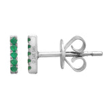 14K Yellow Gold Mini Gemstone Ear Crawler-EARRINGS-superbell-White Gold Emerald-