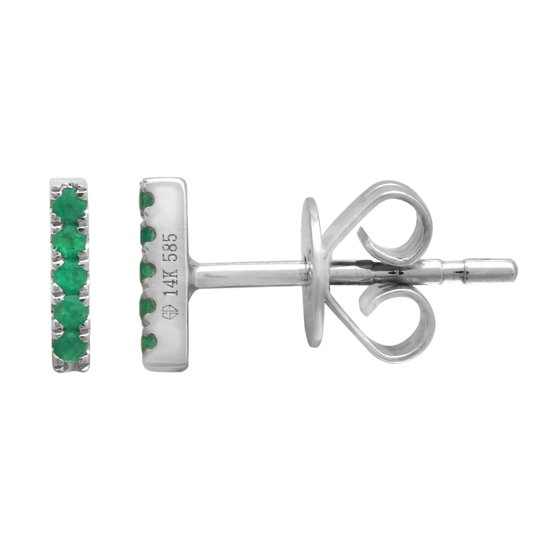 14K Yellow Gold Mini Gemstone Ear Crawler-EARRINGS-superbell-White Gold Emerald-