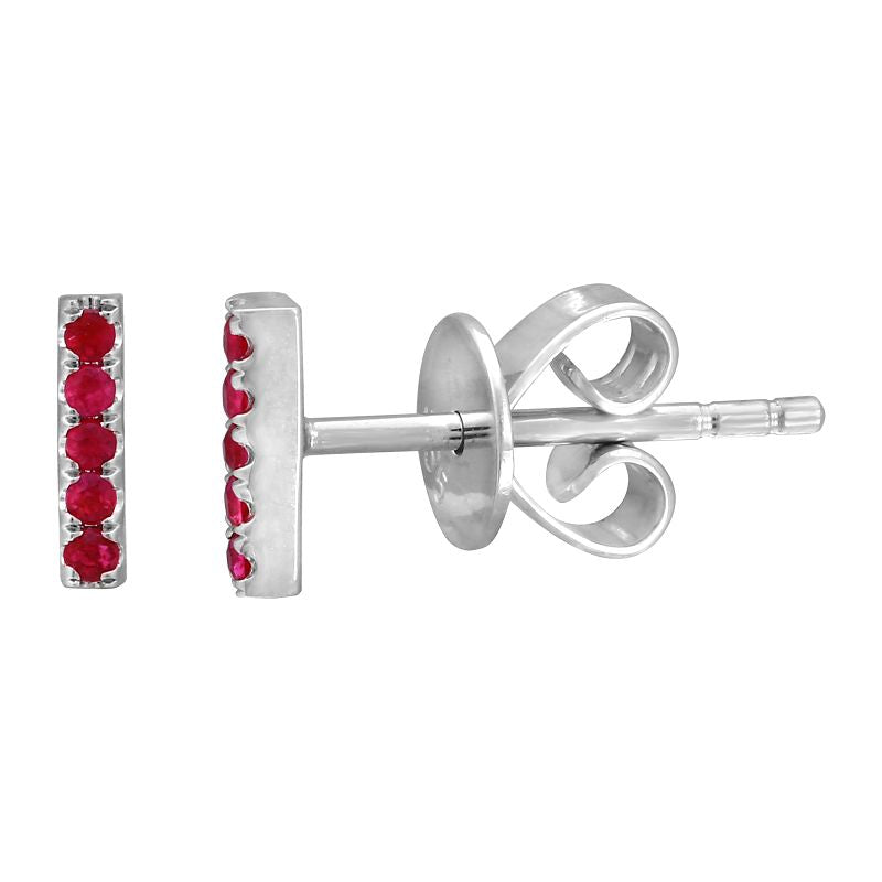 14K Yellow Gold Mini Gemstone Ear Crawler-EARRINGS-superbell-White Gold Ruby-