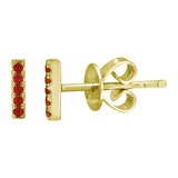 14K Yellow Gold Mini Gemstone Ear Crawler-EARRINGS-superbell-Yellow Gold Ruby-