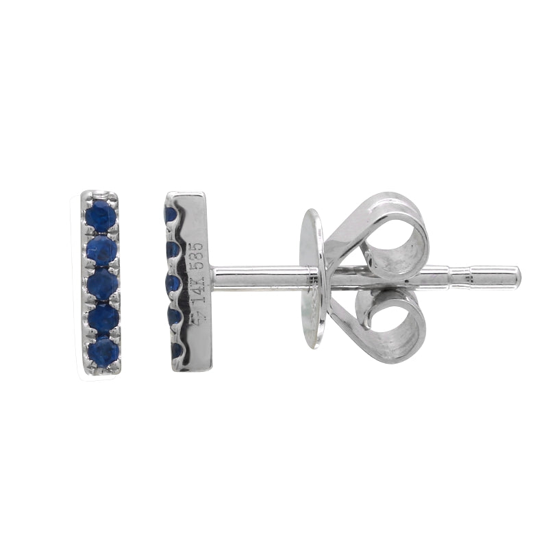 14K Yellow Gold Mini Gemstone Ear Crawler-EARRINGS-superbell-White Gold Blue Sapphire-