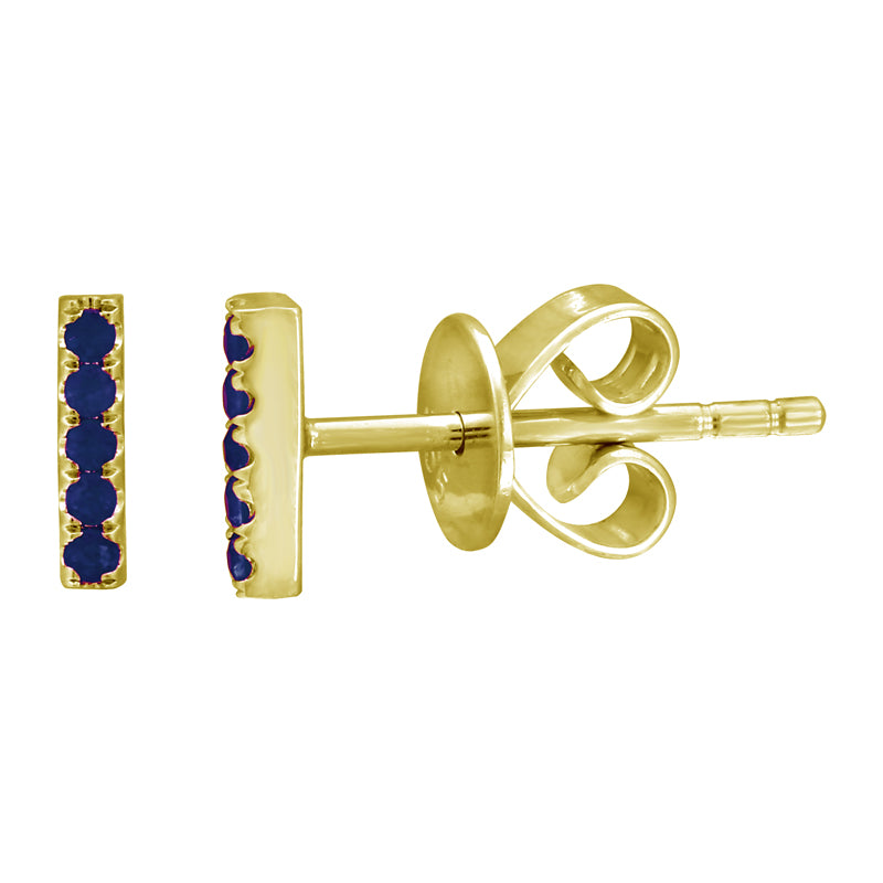 14K Yellow Gold Mini Gemstone Ear Crawler-EARRINGS-superbell-Yellow Gold Blue Sapphire-