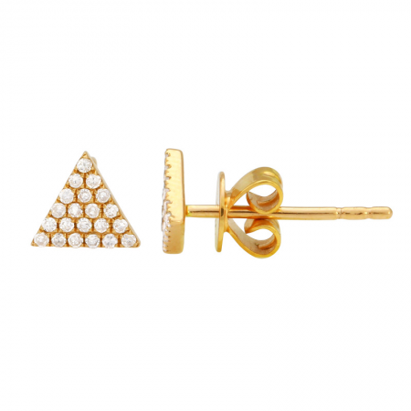 14k Yellow Gold Triangle Diamond Earrings
