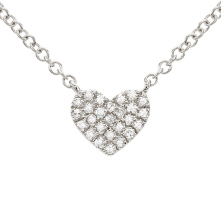 14K White Gold Diamond Heart Necklace