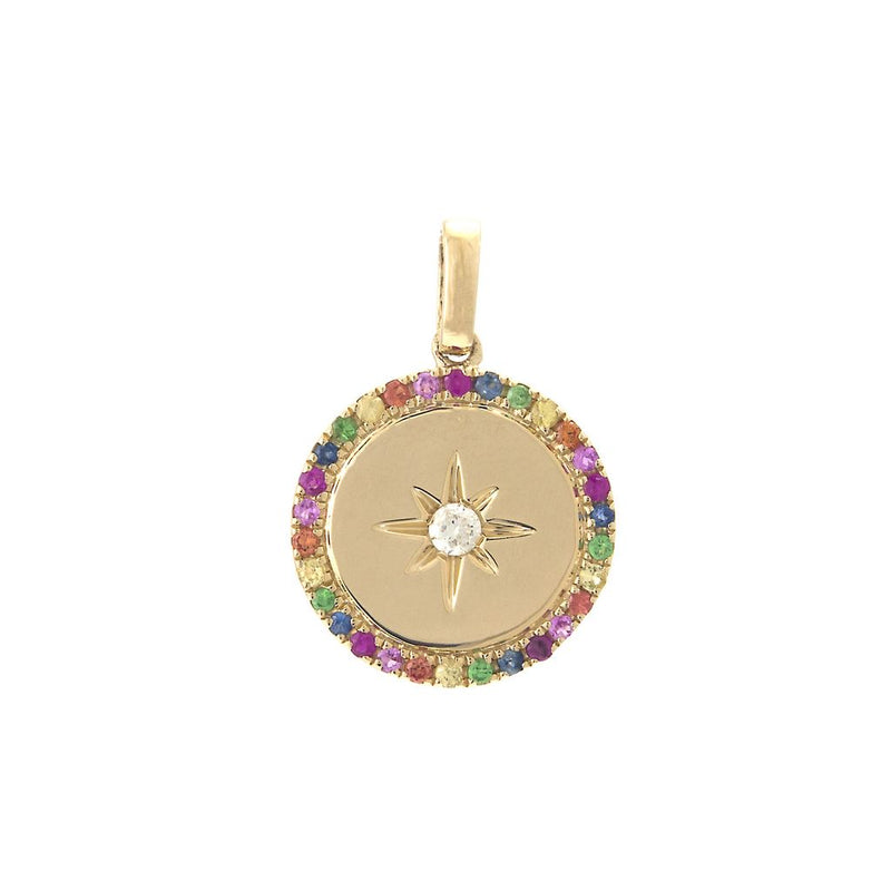14K Yellow Gold Diamond & Gemstone Compass Pendant-Charms & Pendants-lau international-