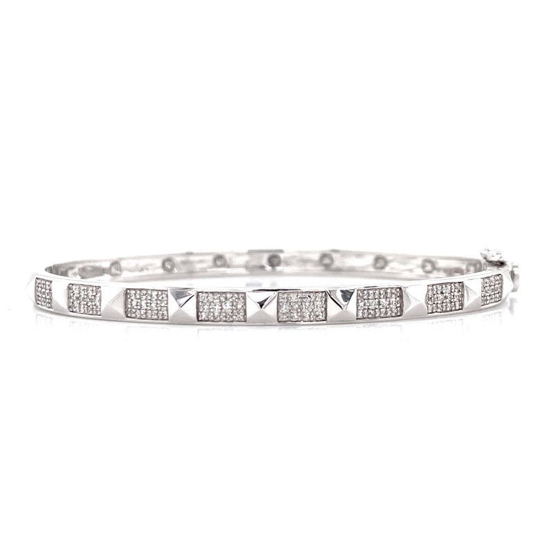 14K White Gold Diamond Studded Bangle-Bangles-majolie-