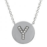 14K White Gold Diamond Initial Disc Necklace-Necklaces-Maurice's Jewelers-Y-