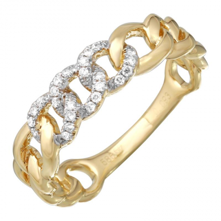 14K Yellow Gold Diamond Link Stacking Ring