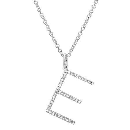 14K White Gold Modern Diamond Initial Necklace