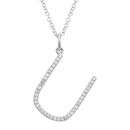 14K White Gold Modern Diamond Initial Necklace