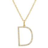 14K Yellow Gold Modern Diamond Initial Necklace