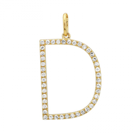 14K Yellow Gold Diamond Initial Pendant-Charms & Pendants-Maurice's Jewelers-D-