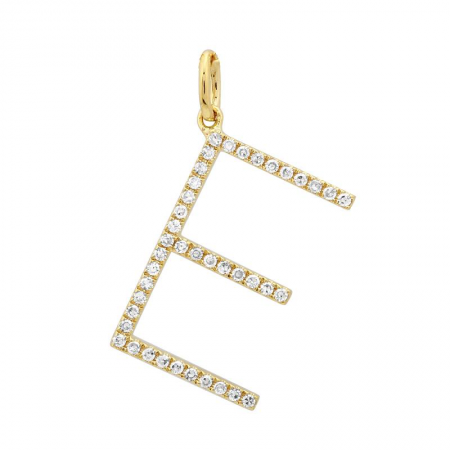 14K Yellow Gold Diamond Initial Pendant