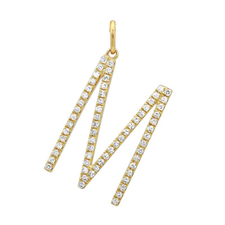 14K Yellow Gold Diamond Initial Pendant-Charms & Pendants-Maurice's Jewelers-M-