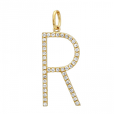 14K Yellow Gold Diamond Initial Pendant-Charms & Pendants-Maurice's Jewelers-R-
