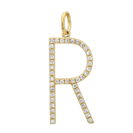 14K Yellow Gold Diamond Initial Pendant-Charms & Pendants-Maurice's Jewelers-R-