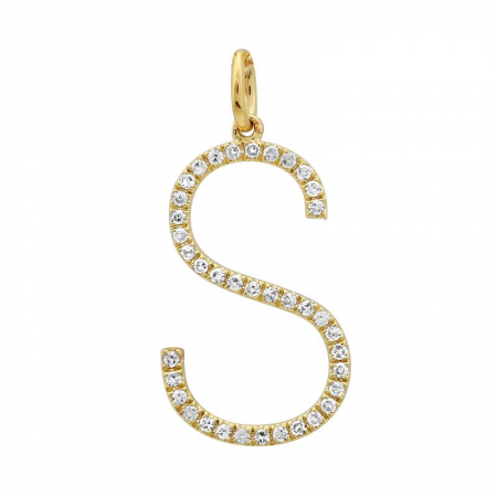 14K Yellow Gold Diamond Initial Pendant-Charms & Pendants-Maurice's Jewelers-S-