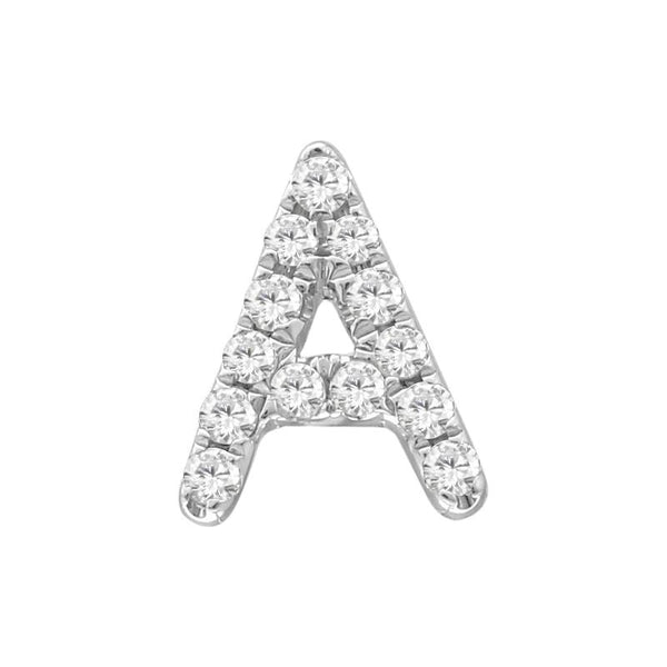14K White Gold Mini Diamond Initial Earring-EARRINGS-superbell-A-