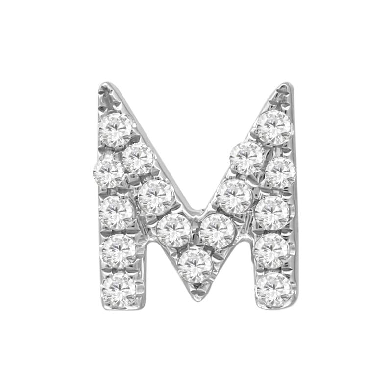 14K White Gold Mini Diamond Initial Earring