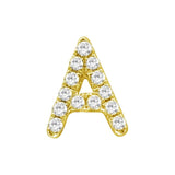 14K Yellow Gold Mini Diamond Initial Earrings-EARRINGS-superbell-A-