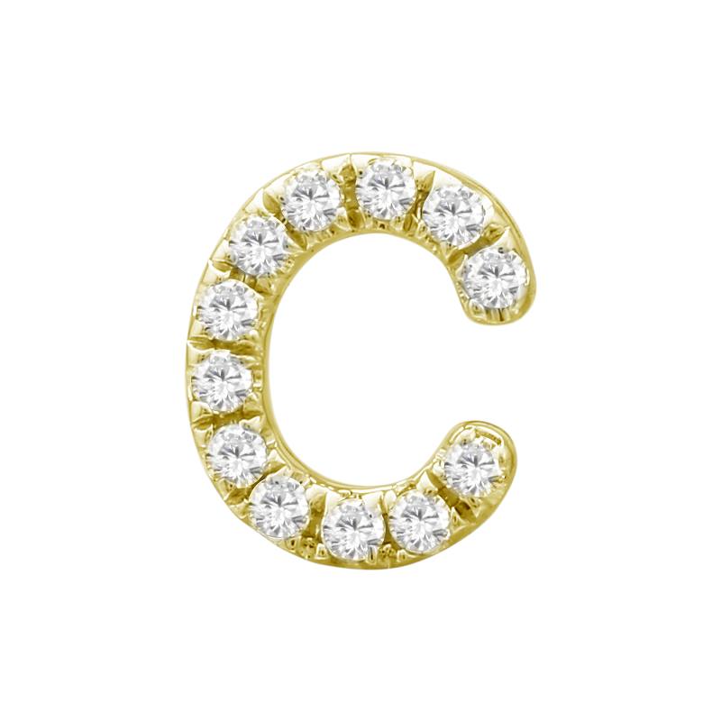 14K Yellow Gold Mini Diamond Initial Earrings-EARRINGS-superbell-C-