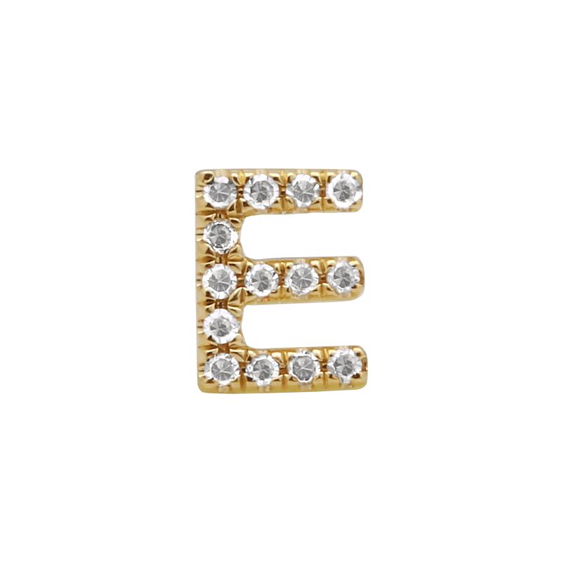 14K Yellow Gold Mini Diamond Initial Earrings-EARRINGS-superbell-E-