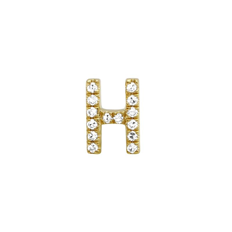 14K Yellow Gold Mini Diamond Initial Earrings