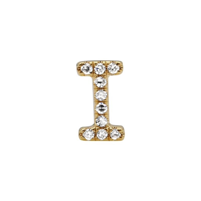 14K Yellow Gold Mini Diamond Initial Earrings-EARRINGS-superbell-I-