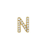 14K Yellow Gold Mini Diamond Initial Earrings-EARRINGS-superbell-N-