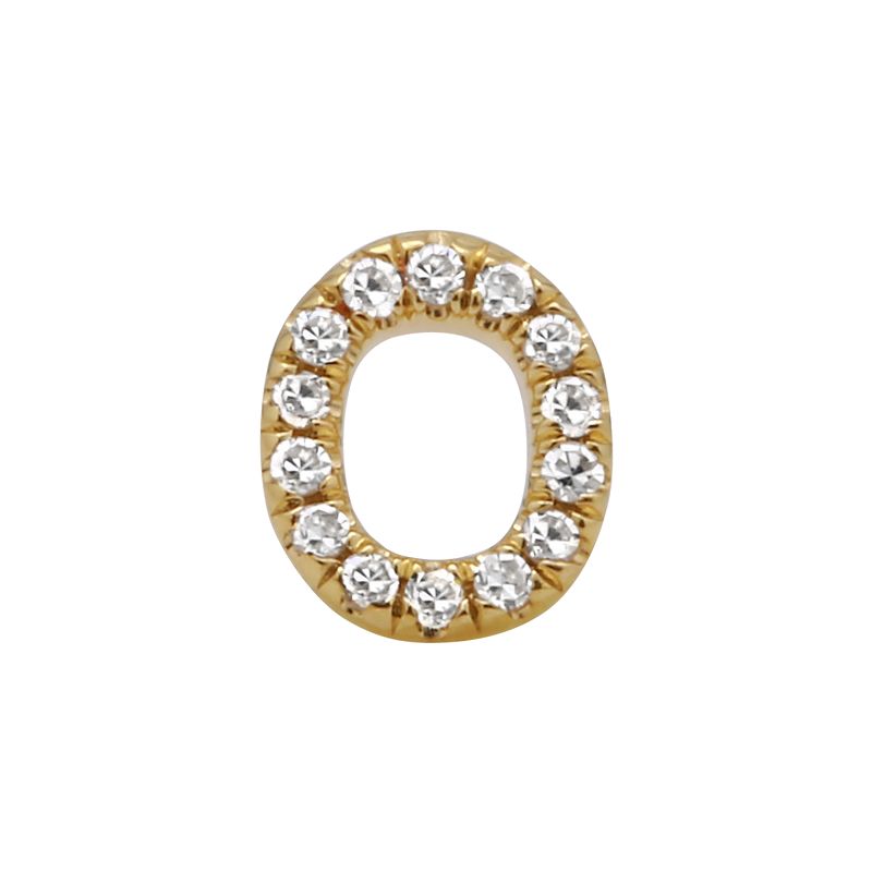 14K Yellow Gold Mini Diamond Initial Earrings-EARRINGS-superbell-O-