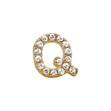 14K Yellow Gold Mini Diamond Initial Earrings-EARRINGS-superbell-Q-