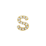 14K Yellow Gold Mini Diamond Initial Earrings-EARRINGS-superbell-S-