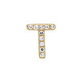 14K Yellow Gold Mini Diamond Initial Earrings-EARRINGS-superbell-T-