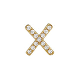 14K Yellow Gold Mini Diamond Initial Earrings-EARRINGS-superbell-X-