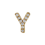 14K Yellow Gold Mini Diamond Initial Earrings-EARRINGS-superbell-Y-