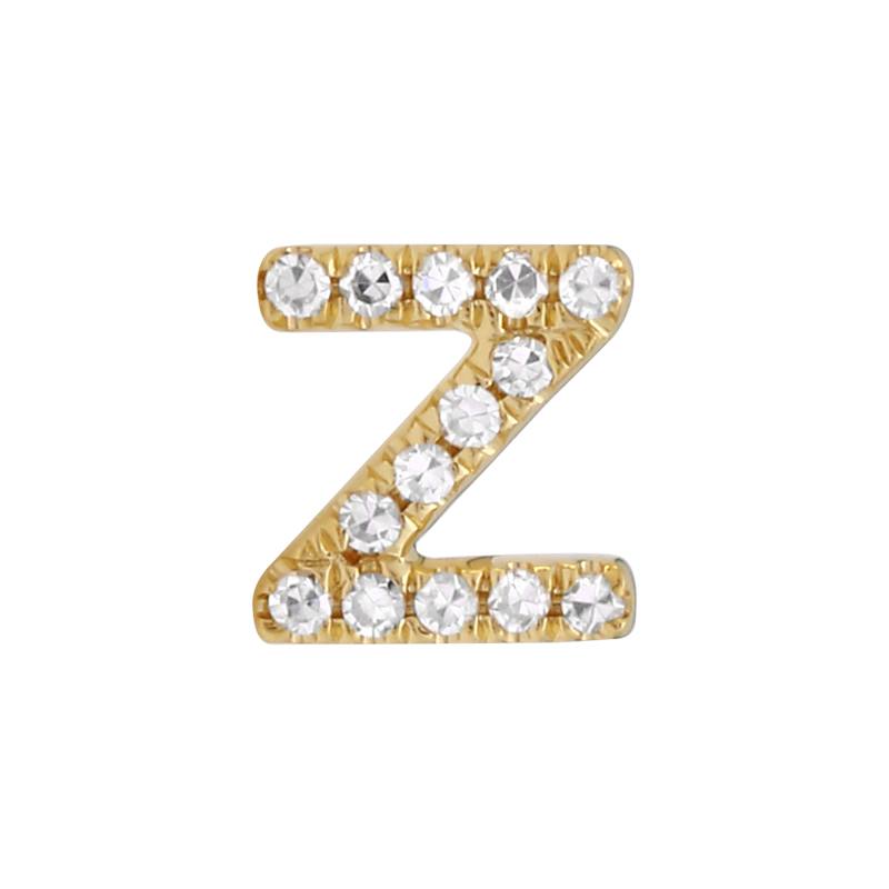 14K Yellow Gold Mini Diamond Initial Earrings-EARRINGS-superbell-Z-